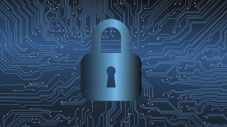 Cybersecurity concept image with digital lock