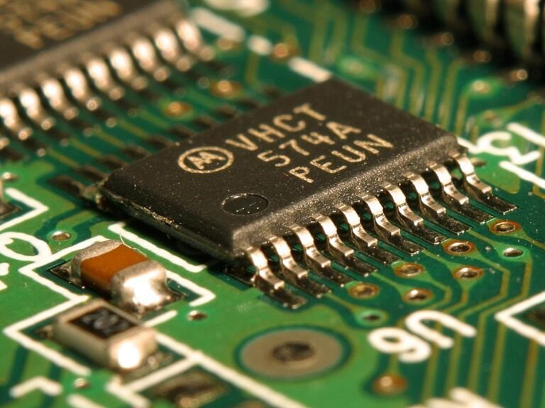Close-up of an integrated circuit on a microchip