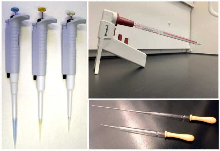 A gallery of laboratory pipettes used for chemical analysis