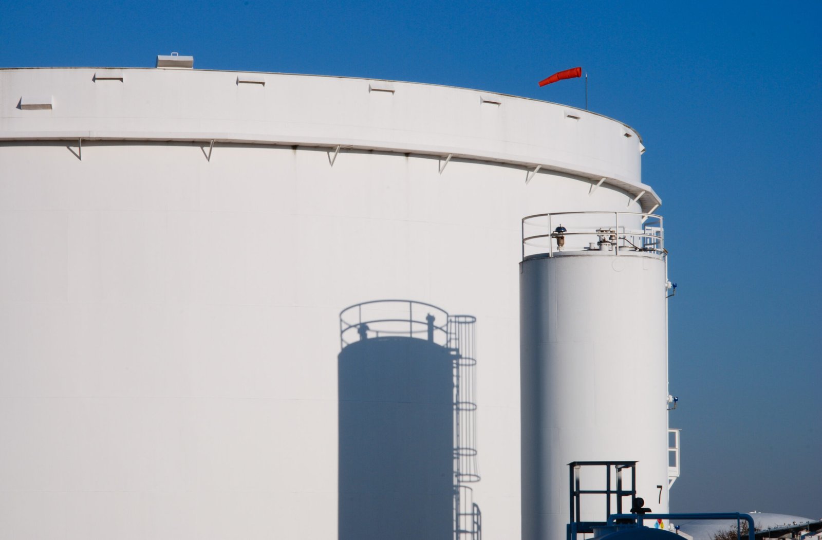 Oil refinery storage tanks