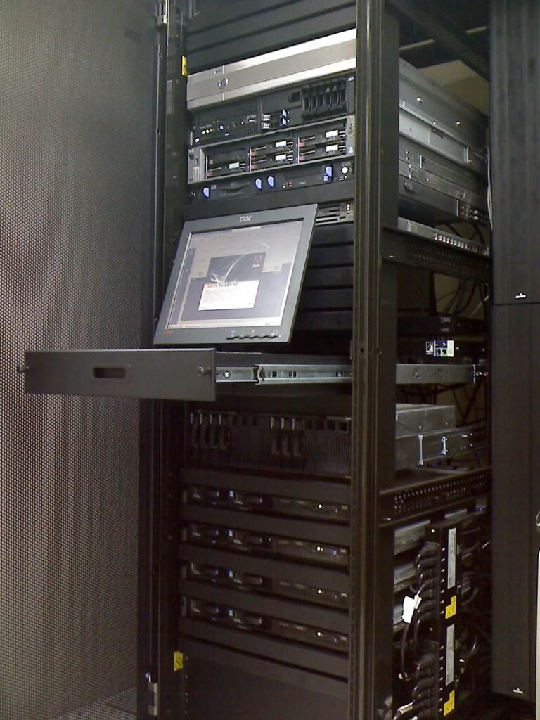 A rack of computer servers