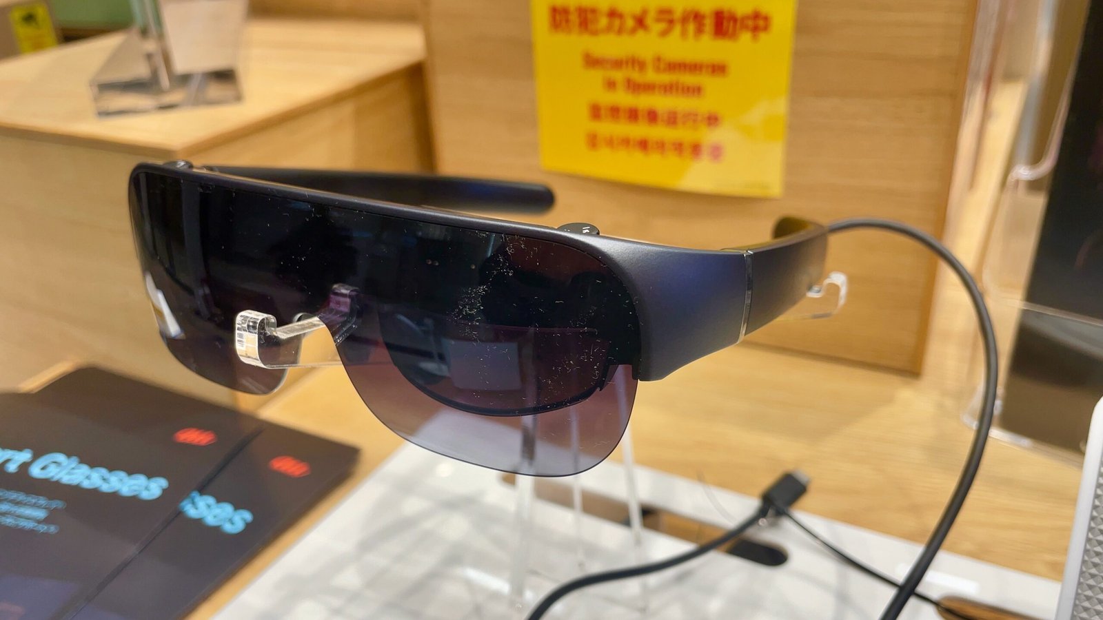 A pair of smart glasses with an integrated camera