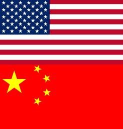 Flags of the United States and China side by side
