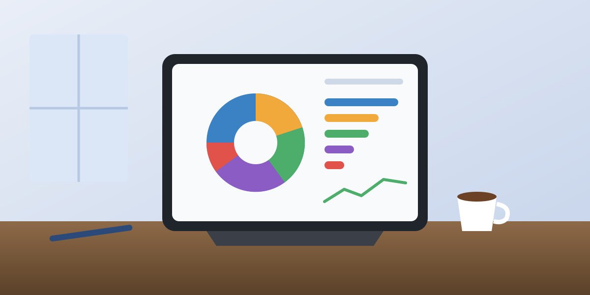 What is an ETF: diversified portfolio pie chart on a tablet illustration